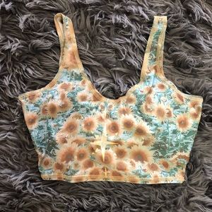 Teeki crop tank with sunflowers